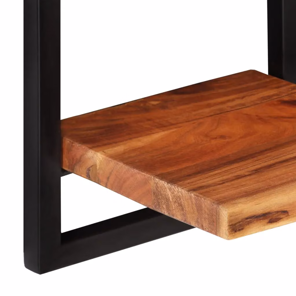 Berkfield Home Set of 2 Industrial Wall Mounted Shelves in Brown Acacia Wood and Steel, W/D/H: 25 x 25 x 75 cm – 5