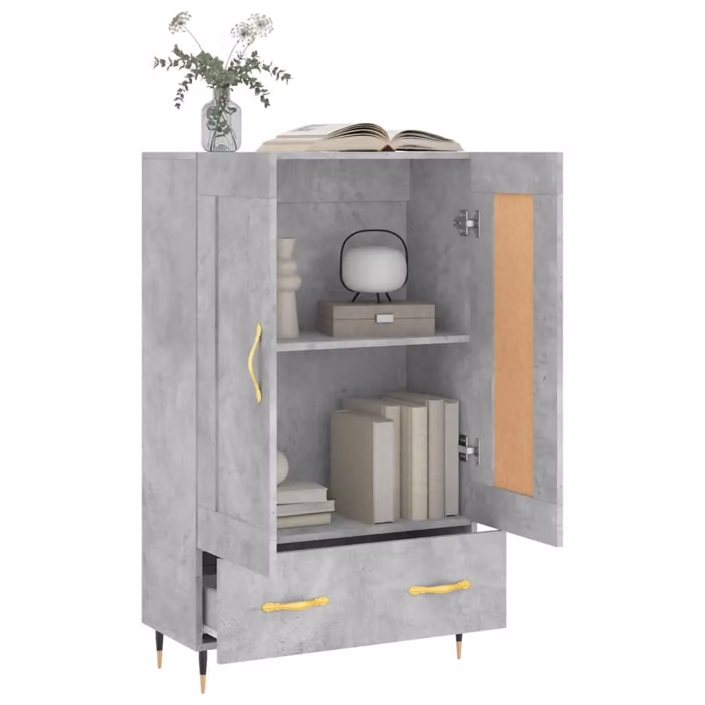 Berkfield Home Modern Wall Mounted Highboard in Concrete Grey, W: 69.5 cm, D: 31 cm, H: 115 cm – 2