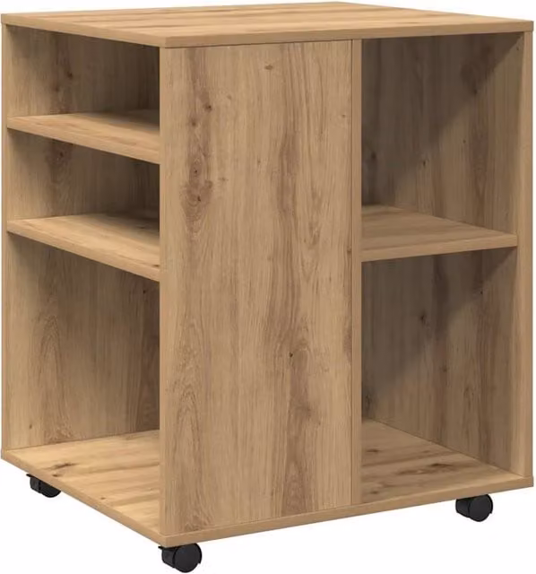 Berkfield Home Artisan Oak Rolling Cabinet in Brown, W/D/H: 60 x 53 x 72 cm – 1