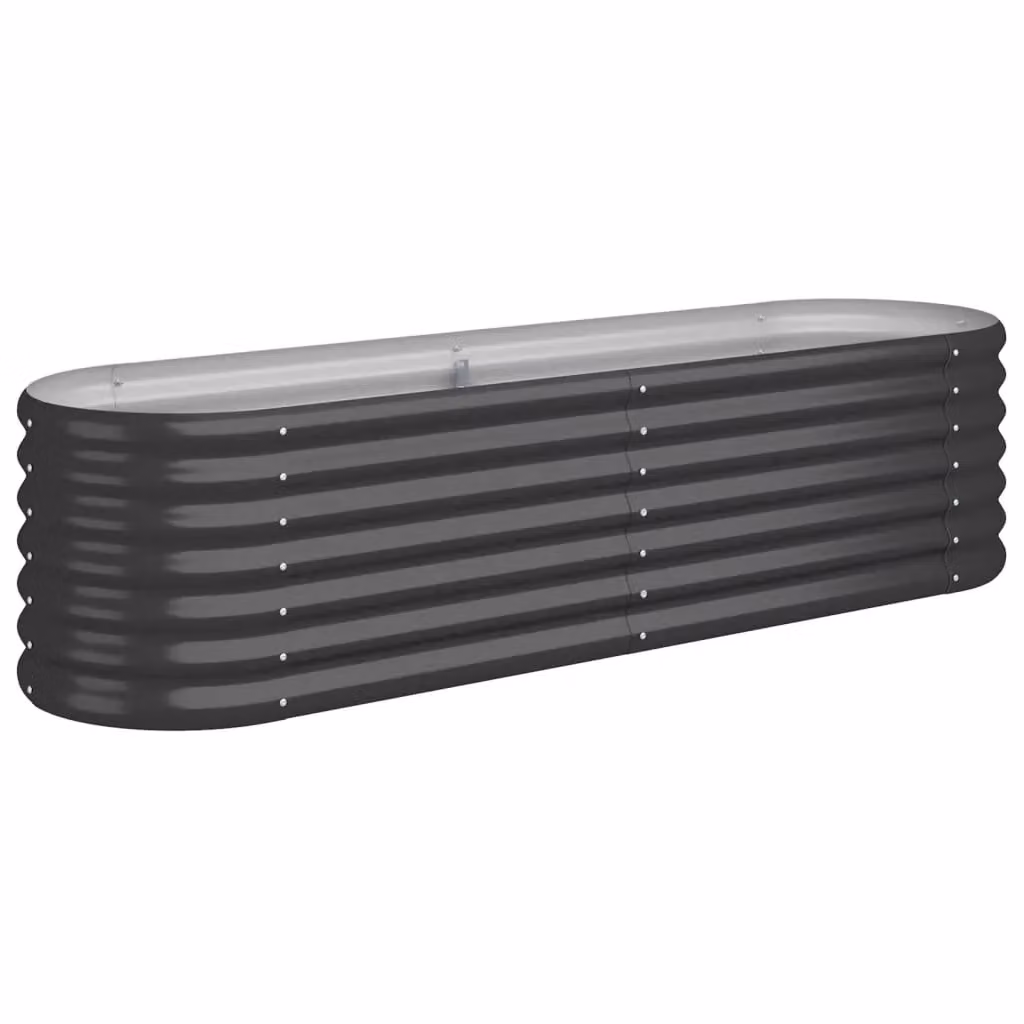 Berkfield Home Garden Powder-coated Steel Raised Bed in Anthracite Black, W/D/H: 152 x 40 x 36 cm – 2