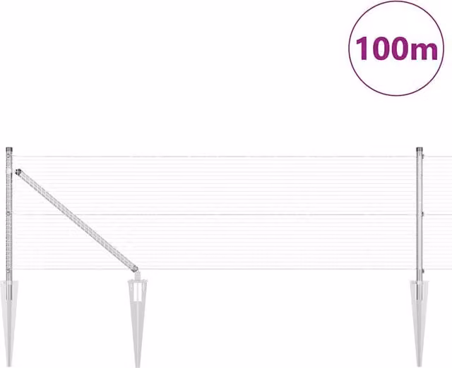 Berkfield Home Modern Welded Wire Fence with 13 Spike Posts, Galvanised Steel, Silver, W: 100 m, H: 0.6 m