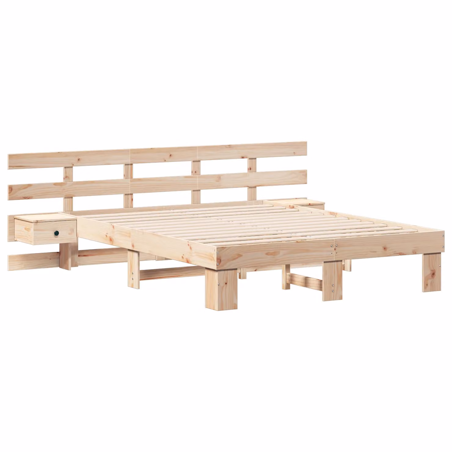 Berkfield Home Modern Solid Pine Wood Bed with Drawer in Brown and Beige, W: 150 cm, L: 200 cm – 2