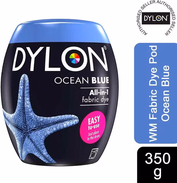 Dylon Fabric Dye Pods for Clothes and Soft Furnishings, Ocean Blue, 350g – 6