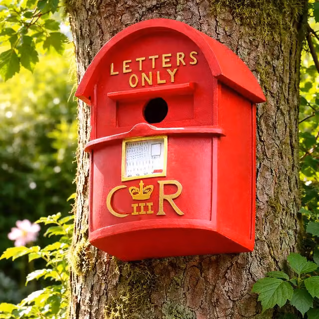 Garden Mile Red Post Box Bird House in Wood