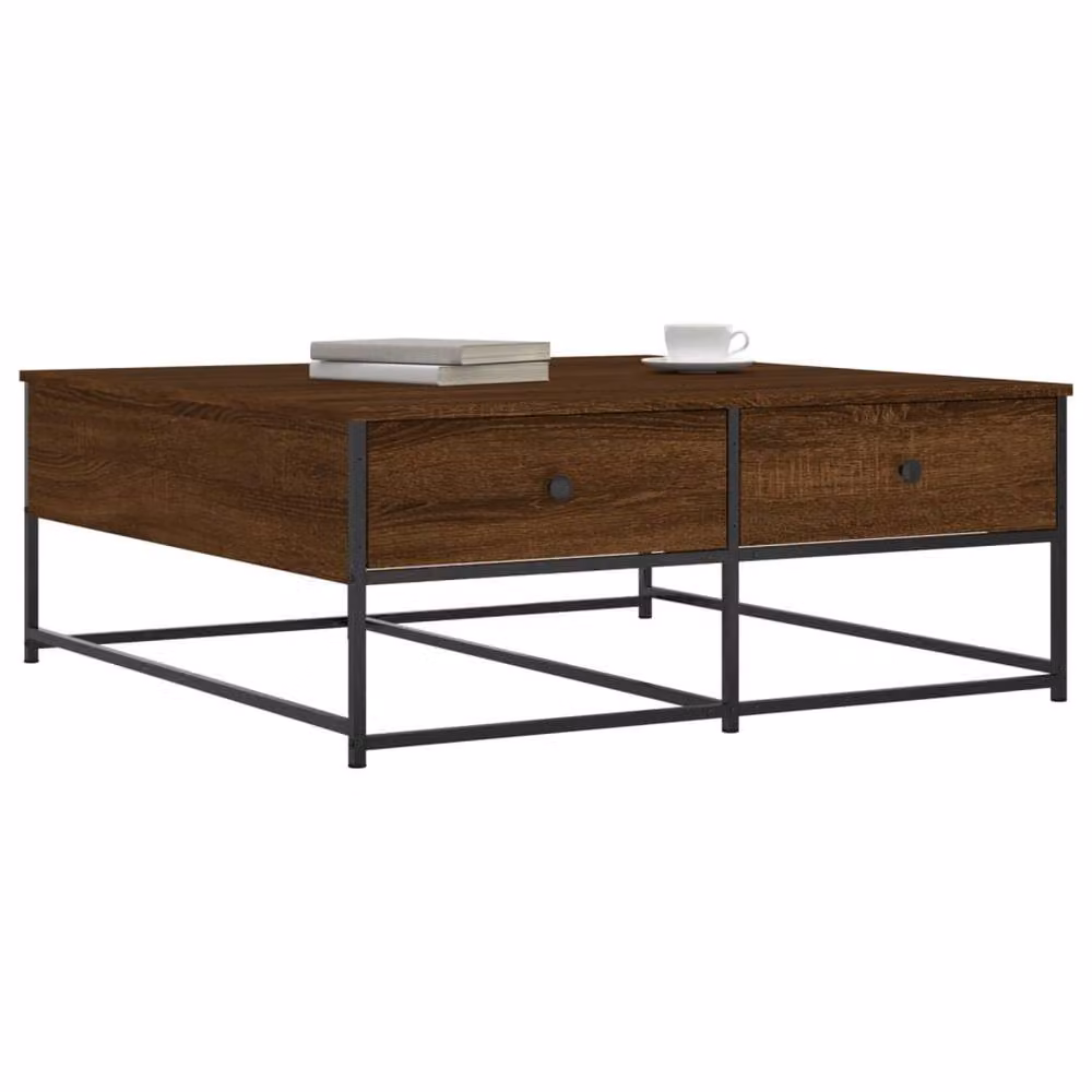 Berkfield Home Brown Oak Coffee Table W: 100 cm, D: 99 cm, H: 40 cm – 3