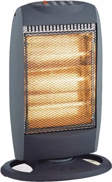MANTRARAJ 1200W Portable Halogen Electric Heater with 3 Settings and Oscillating Function in Grey