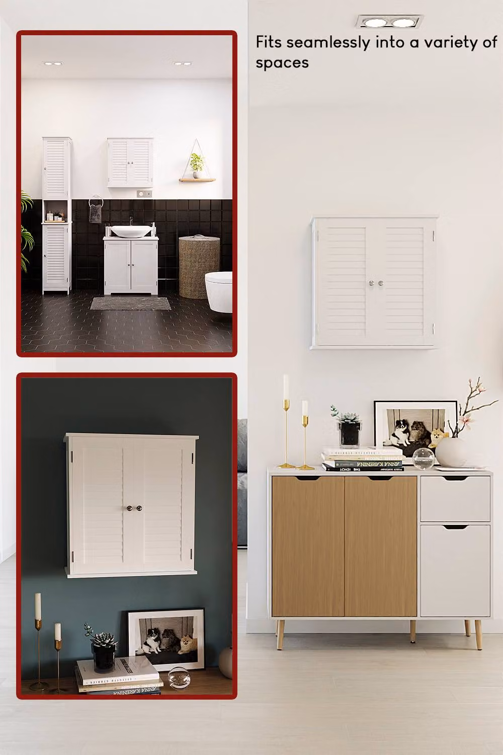 HD Designs Liano White Matt 2 Door Wall Mounted Bathroom Cabinet with Internal Shelves – 4
