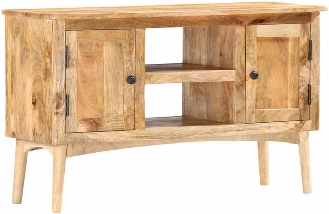 Berkfield Home Rustic Solid Mango Wood Sideboard in Brown, W/D/H: 100 x 35 x 60 cm – 1