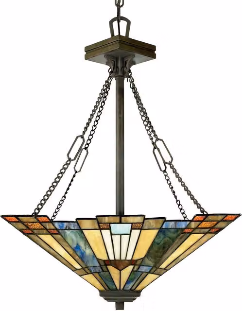 Loops 3 Bulb Ceiling Pendant Light Fitting in Valiant Bronze with Multicolour Glass and Metal Design, E27 100W LED Compatible – 1