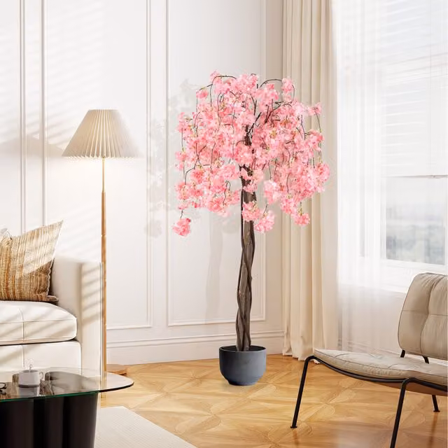 Costway Tall Pink Artificial Cherry Blossom Tree