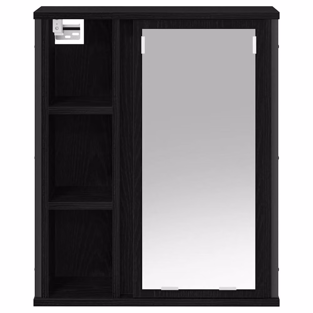 Berkfield Home Black Oak Bathroom Wall Cabinet with Mirror and Internal Shelves, W/D/H: 50 x 21 x 60 cm – 5