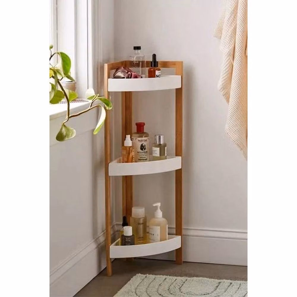 EONLION 3 Tier White Wooden Freestanding Corner Shelf Storage Unit – 2