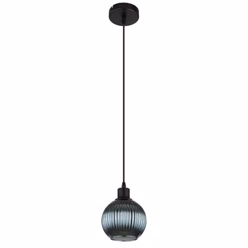 Globo Lighting Modern Sphere Pendant Light in Black with Glass Shade and Adjustable Height