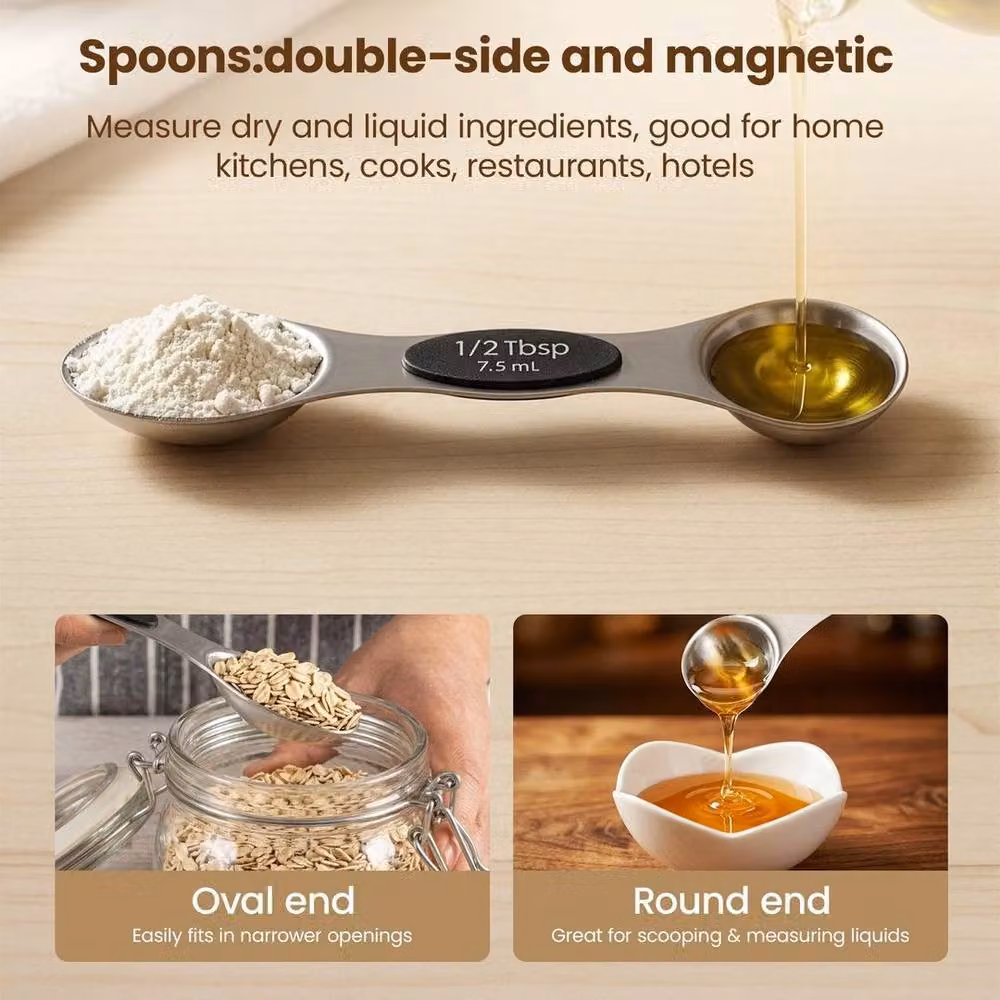 SPETLEK Magnetic Nesting Stainless Steel Measuring Cups and Spoons Set in Silver, W/D/H: 100 x 60 x 16 cm – 2