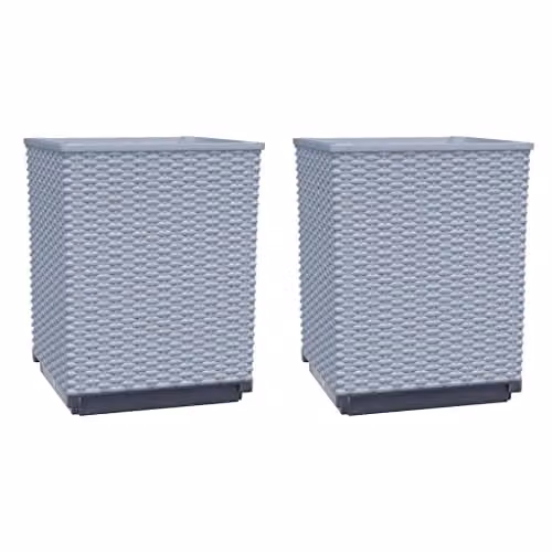 vidaXL 2-Piece Polypropylene Planter Tub Set in Grey, W/D/H: 30 x 30 x 37 cm
