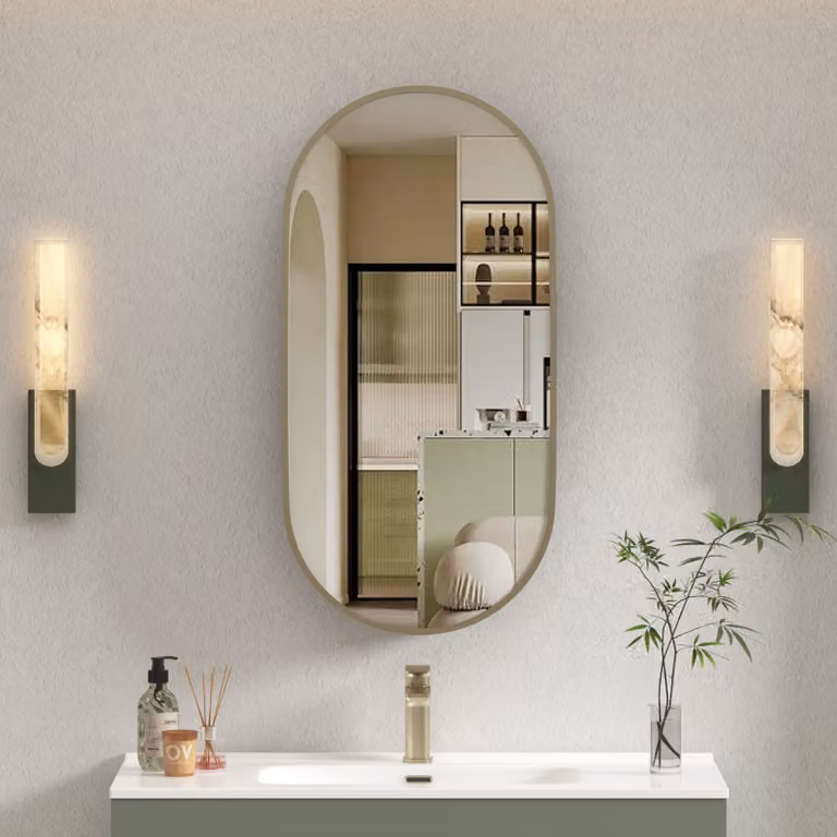 Royal Bathrooms Avenza Oval Wall Mirror in Gold, W: 50.0 cm, H: 100.0 cm