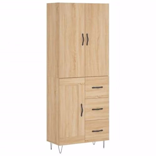 vidaXL Highboard in Sonoma Oak, Brown, W/D/H: 69.5 x 34 x 180 cm – 1