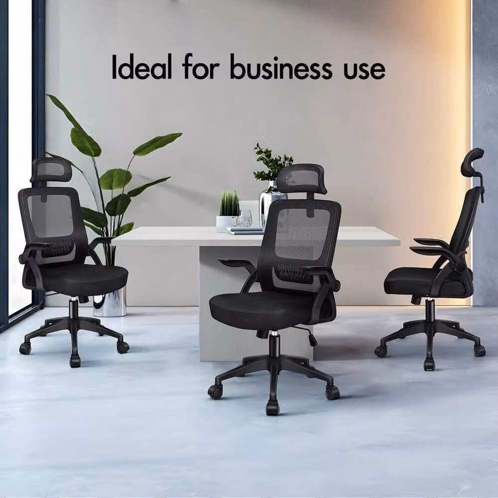 FORGEVIO Mesh Office Chair with Headrest, Lumbar Support and Gas Lift in Black – 2