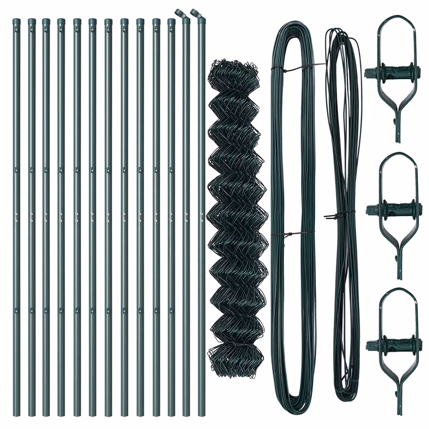 Berkfield Home Green Galvanised Steel Chain Link Fence with 13 Posts, W: 25 m, H: 1.4 m – 3