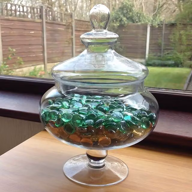 Biznest Transparent Glass Sweets Jar in White