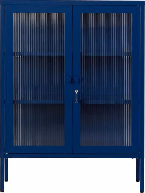 Mustard Made The Mixer Freestanding Kitchen Cabinet with Glass Doors and Lock, Blue, W/D/H: 75 x 40 x 100 cm – 1