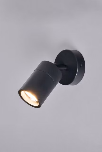 BHS Lighting Jared Modern Black and Gold/Brass Cylinder Outdoor Wall Light for Gardens – 1
