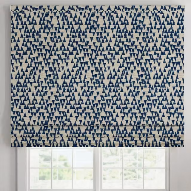 ANTE DECOR Hermes Made To Measure Blackout Roman Blind in Almond and Indigo Blue