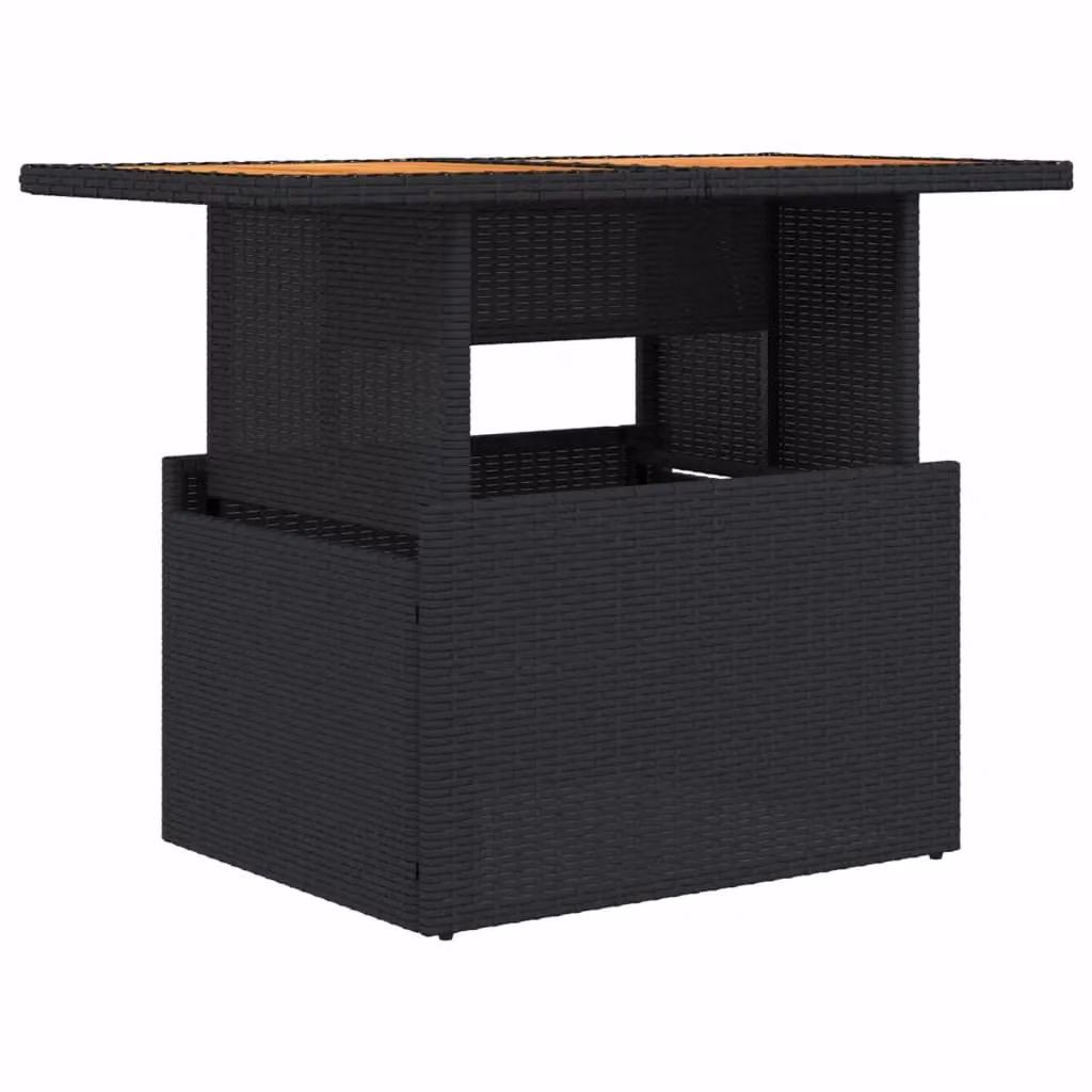 Berkfield Home Black Poly Rattan and Acacia Wood Garden Table W/D/H: 100 x 55 x 73 cm – 2