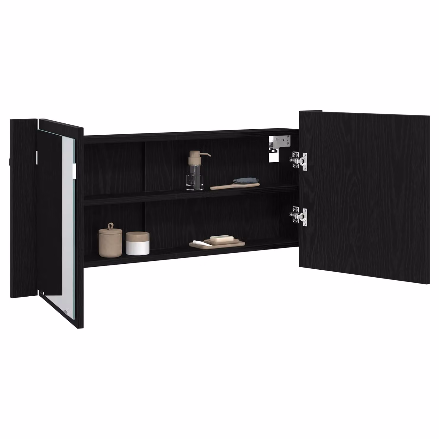 Berkfield Home LED Mirror Cabinet in Black Oak, W/D/H: 100 x 12 x 45 cm – 3