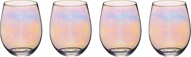 Mikasa Set of 4 Iridescent Glass Tumblers, 600 ml, Pale Pink – 1