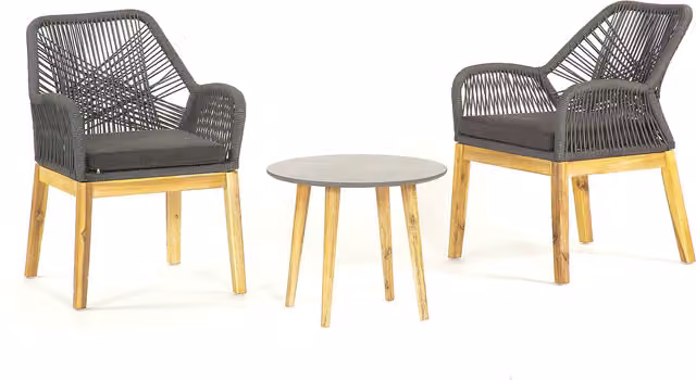 Suntime Seville Bistro Collection Grey Acacia Wood and Stone Modern Set