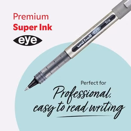 uni-ball Eye Rollerball Pens, Black Ink, 3-Pack