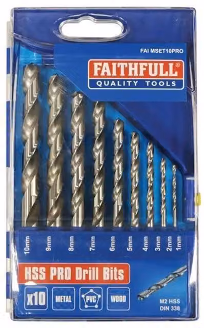 Faithfull Professional HSS Twist Drill Set in Silver and Multicolour with Plastic Case