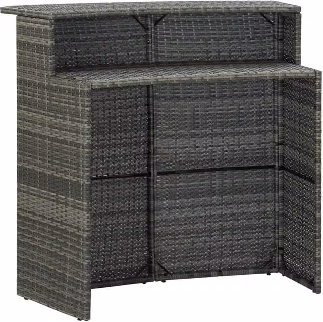 Berkfield Home Grey Poly Rattan Garden Bar Table, W/D/H: 120 x 55 x 110 cm – 1