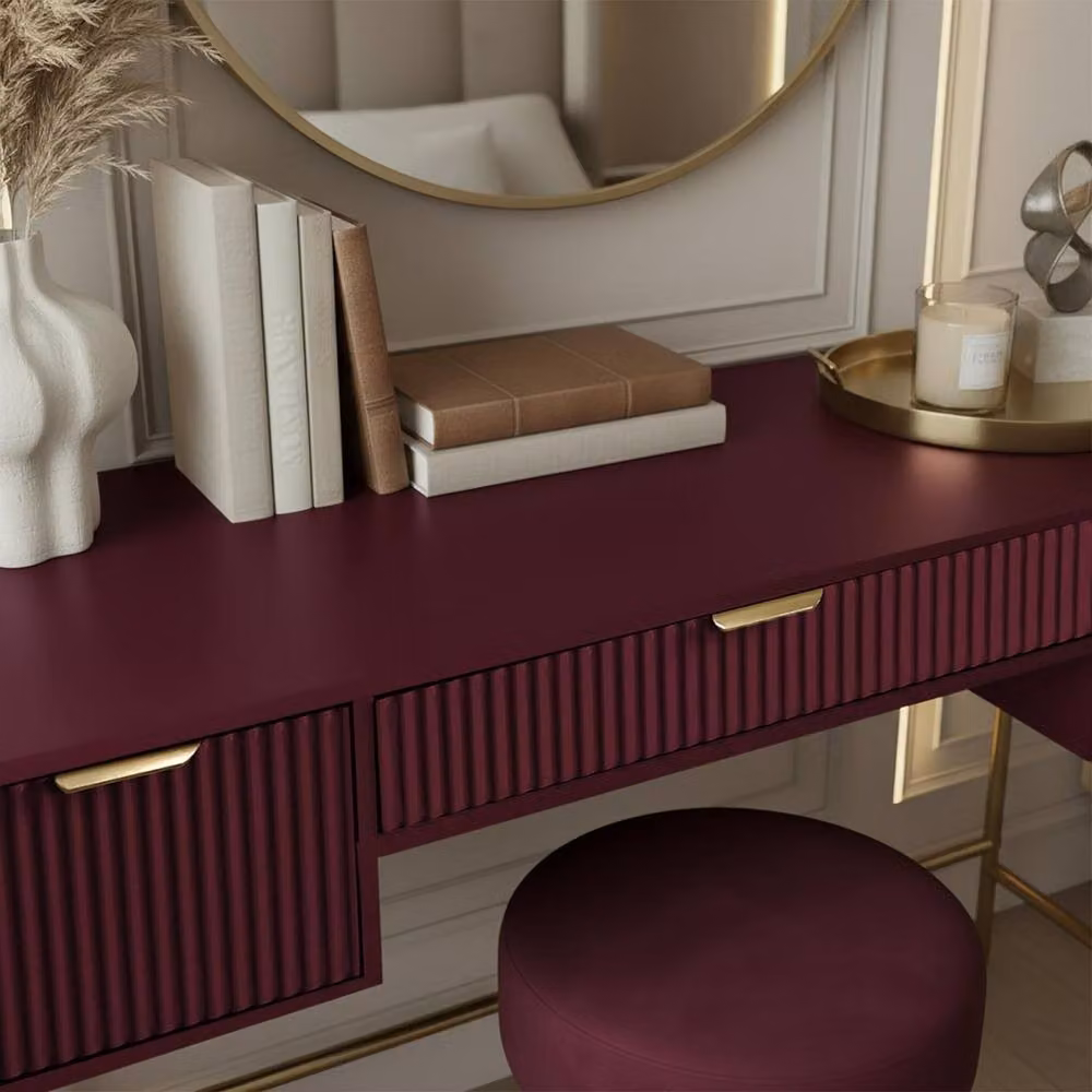 OHS Modern Ribbed Metal Dressing Table in Red, W/D/H: 110 x 75 x 35 cm – 2