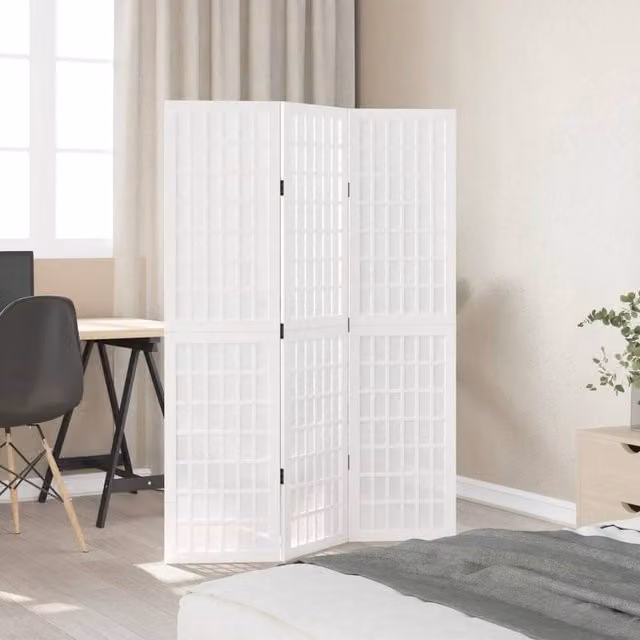 Berkfield Home 3-Panel Room Divider in White Solid Paulownia Wood, H 160 cm x W 110 cm x D 1.6 cm