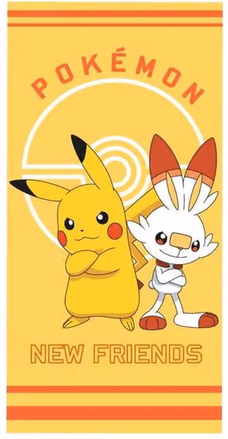 Pokemon New Friends Yellow Striped Cotton Bath Towel