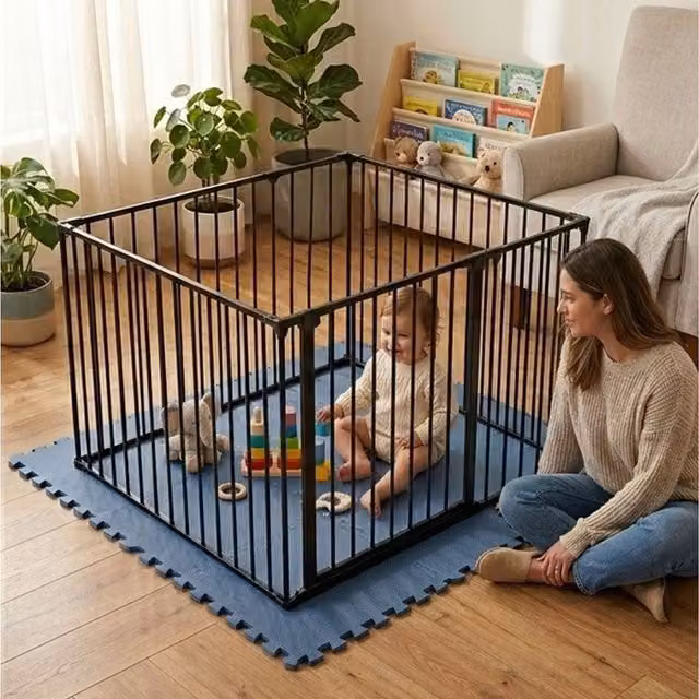 Safetots Play Den in Black with Soft Green Foam Play Mat, W/D/H: 105 x 144 x 70 cm