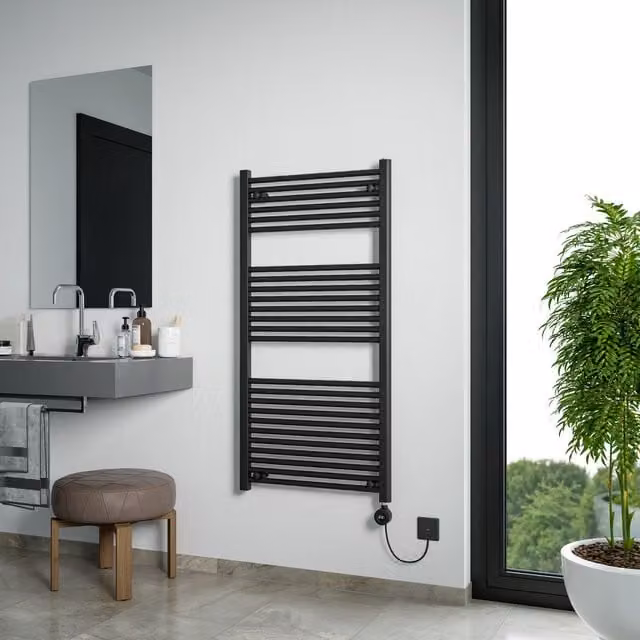 Agadon Grace Electric Designer Towel Radiator in Black, W/D/H: 60 x 60 x 60 cm