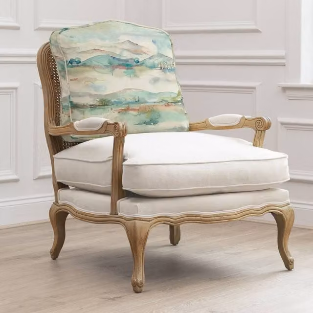 Voyage Maison Russet Shores Printed Florence Chair in Light Oak with Armrests – 1