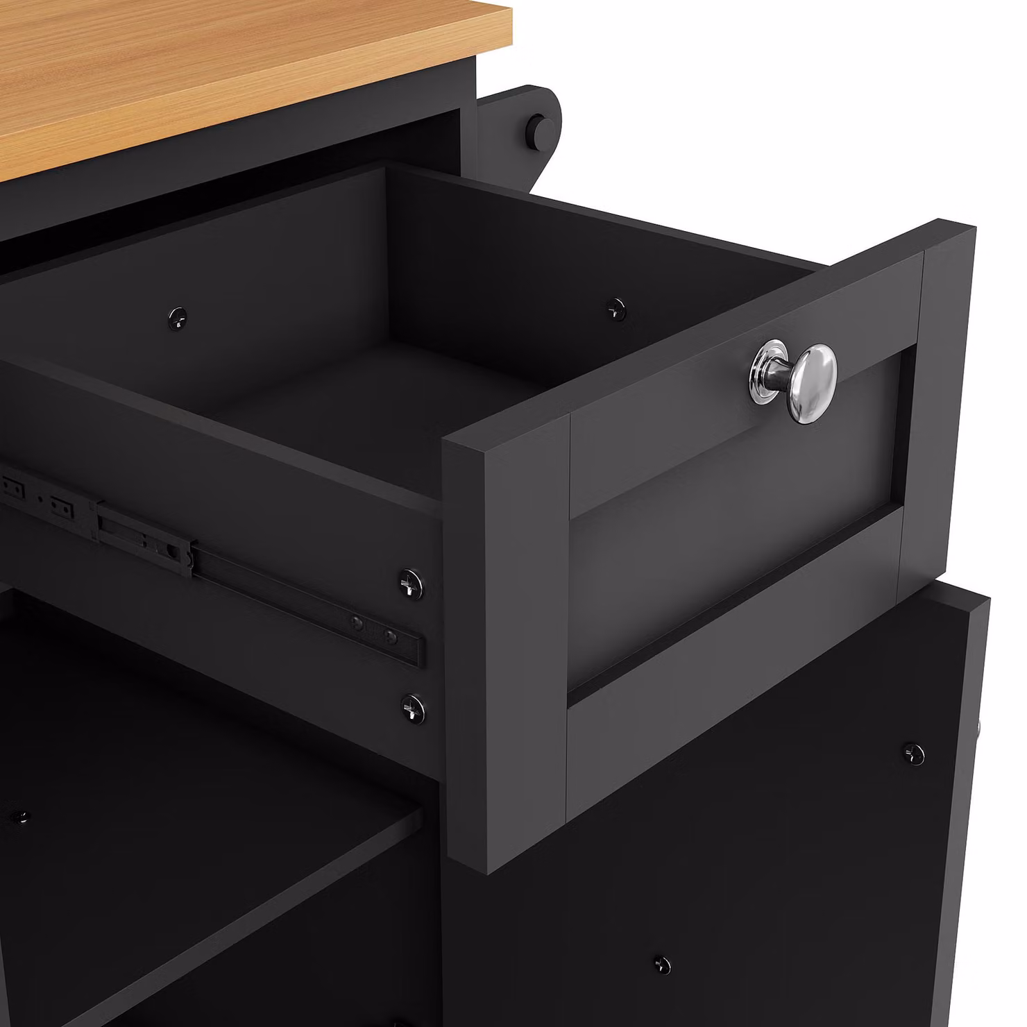 Aosom UK Modern Black Dining Trolley with Drawers, Cupboards, Open Shelving and Wooden Worktop, W/D/H: 129 x 46 x 92 cm – 7