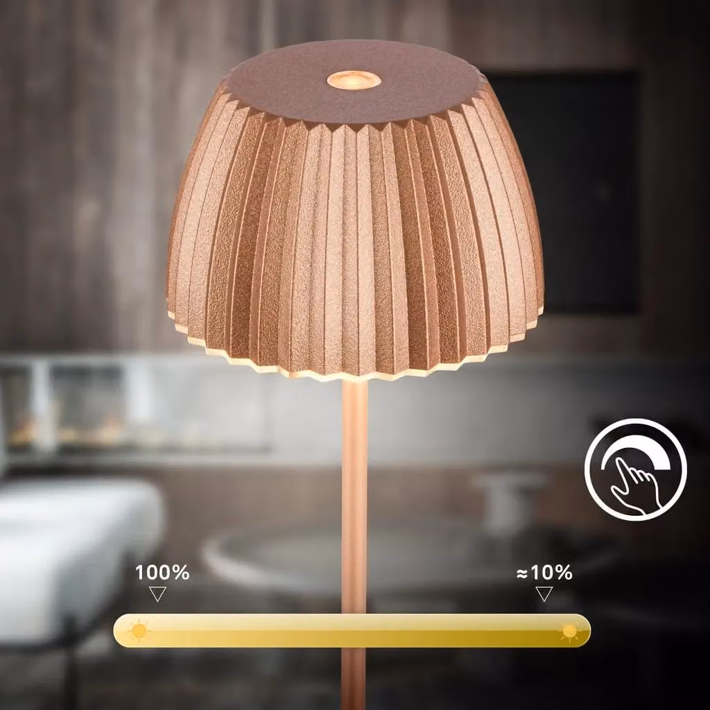 Briloner Riffle Mini Rechargeable LED Table Lamp, Copper, H 20 cm x W 8.5 cm – 4
