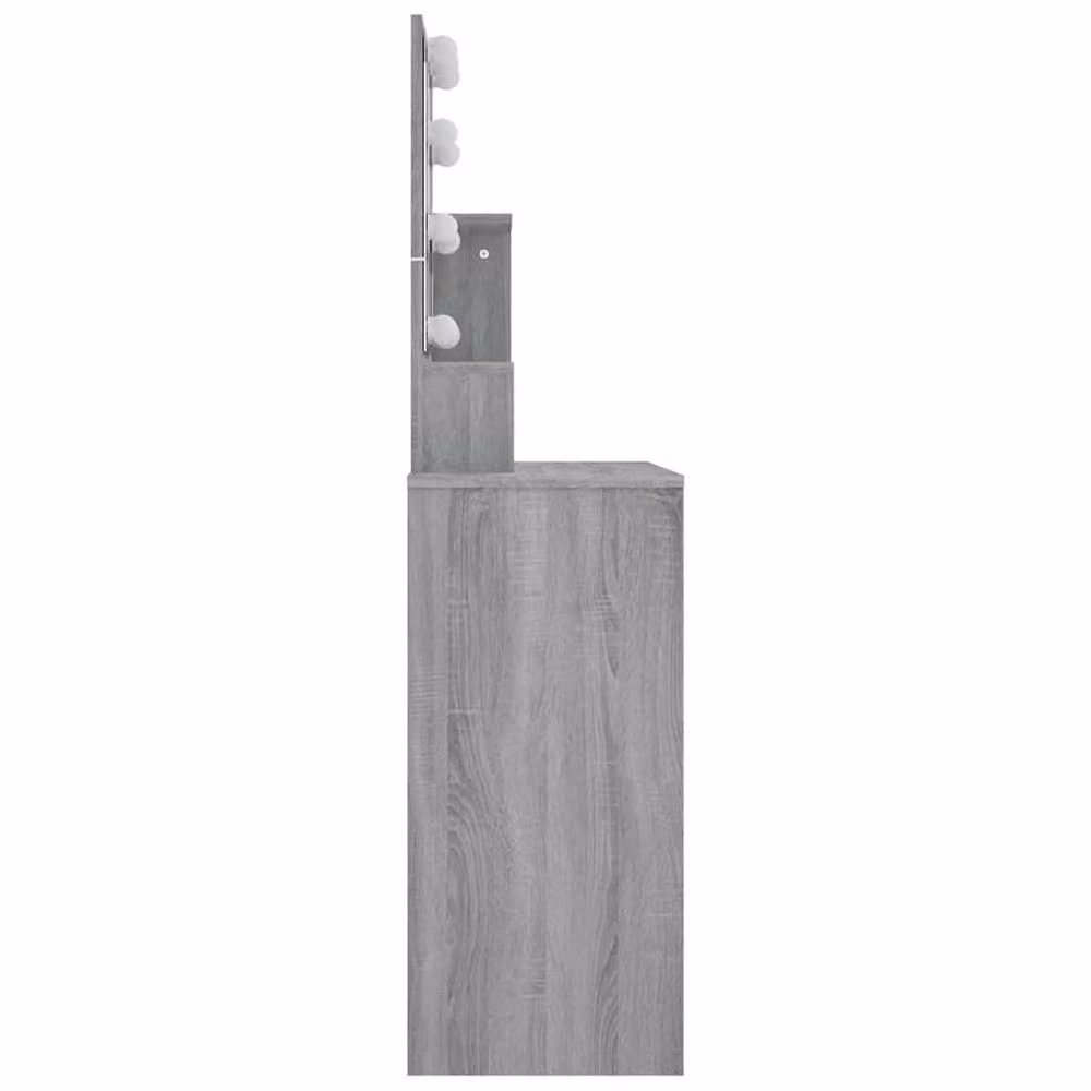 Berkfield Home White and Grey Sonoma Dressing Table with Hollywood LED Mirror, W/D/H: 86.5 x 35 x 136 cm – 3