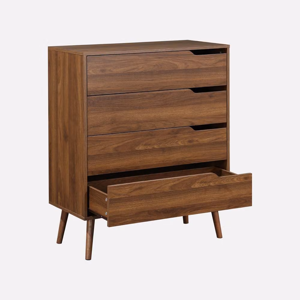 Sweek 4-Drawer Freestanding Chest in Dark Brown Walnut Wood Effect – 2