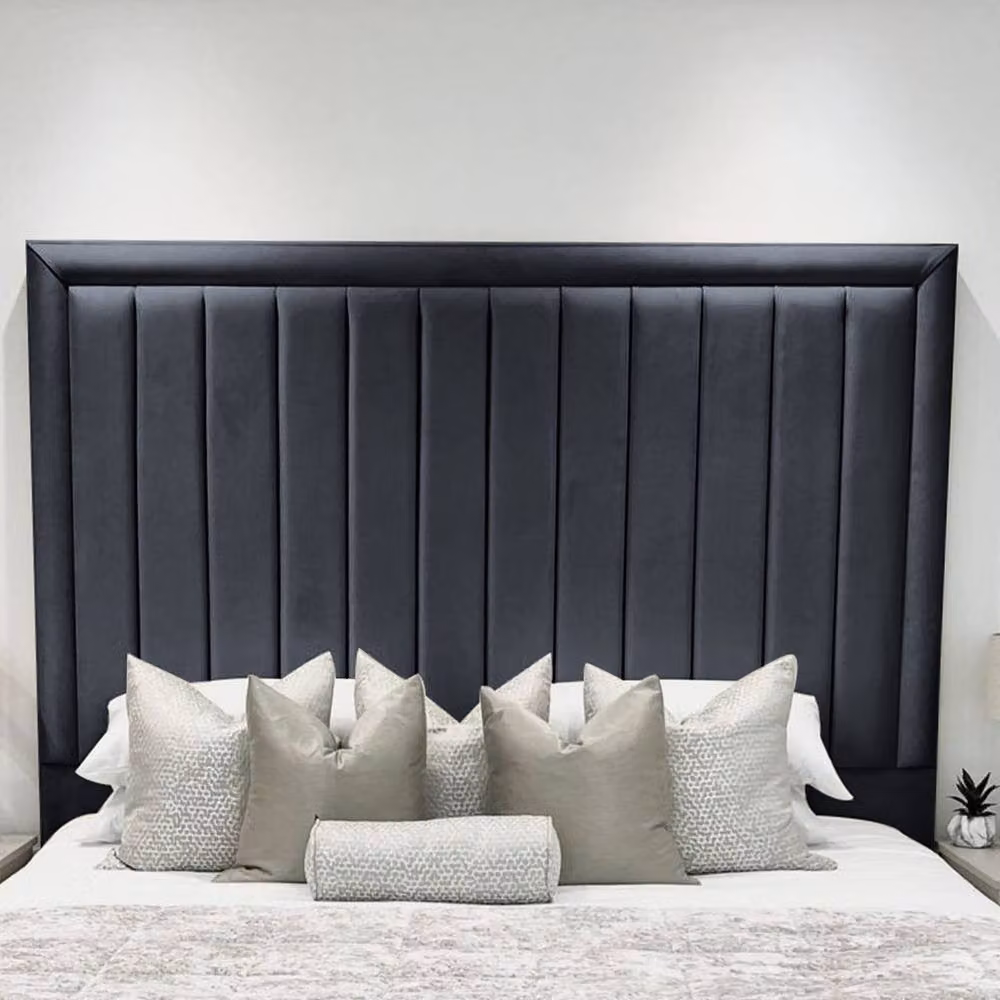 UK Bed Furniture Hampton Upholstered Velvet Bed Frame in Anthracite Grey, W/D/H: 200 x 152.4 x 152.4 cm – 2