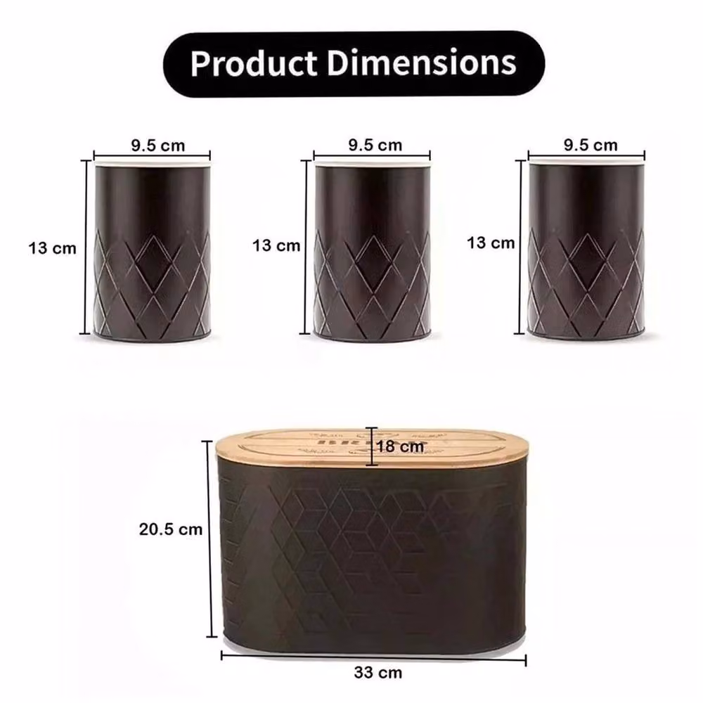 Hinsinc 4-Piece Airtight and Leakproof Bread and Food Storage Canister Set in Black – 2