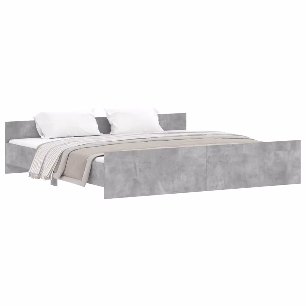 Berkfield Home Super King Bed Frame with Headboard and Footboard in Concrete Grey, W: 180 cm, L: 200 cm – 2