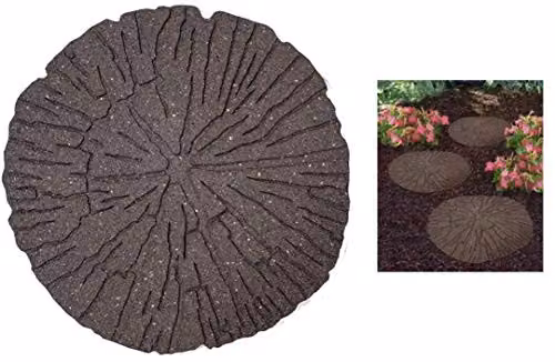 Garden Gear Reversible Eco-Friendly Stepping Stone with Cracked Log Effect in Grey, W/D: 45 x 45 cm
