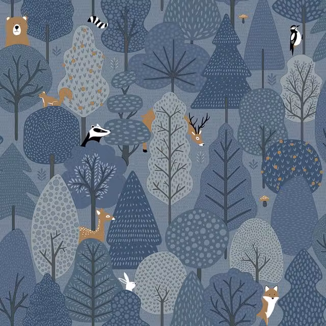 Muriva Wild Wood in Navy Blue