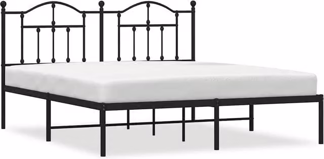 Berkfield Home Metal Bed Frame with Headboard in Black, W/D/H: 183 x 213 cm – 1